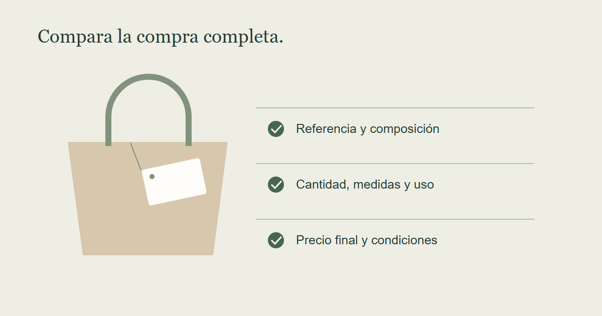 Medidas y comprobaciones para comparar una compra
