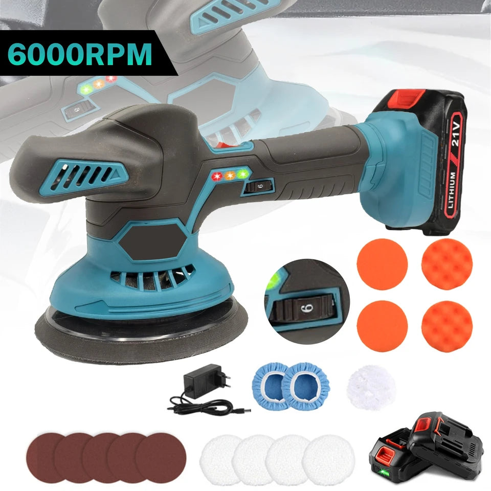 Pulidora coche 6000rpm con 2 baterias