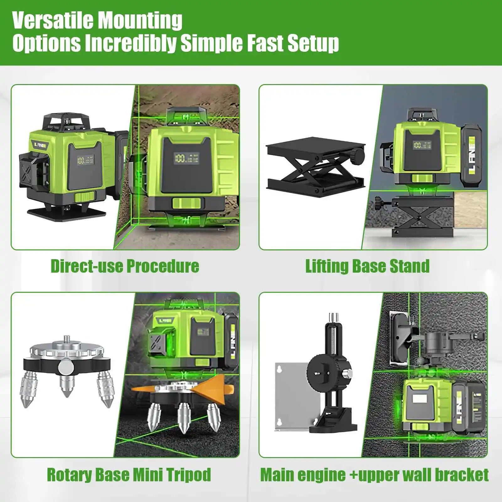 Nivel laser verde 4D 6 lineas