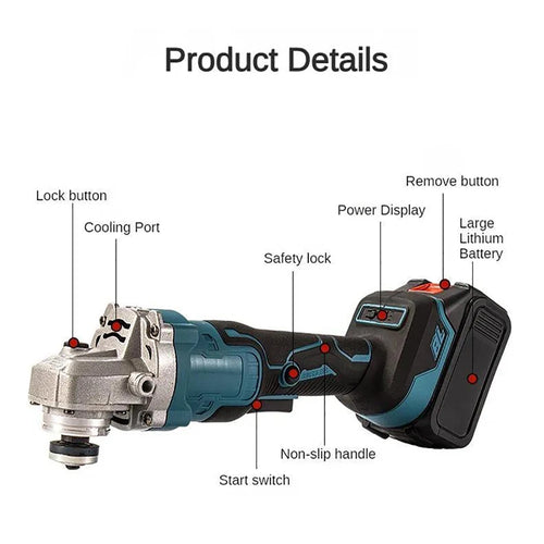 Amoladora 18V 125mm con 1 bateria With 1XBattery 8938