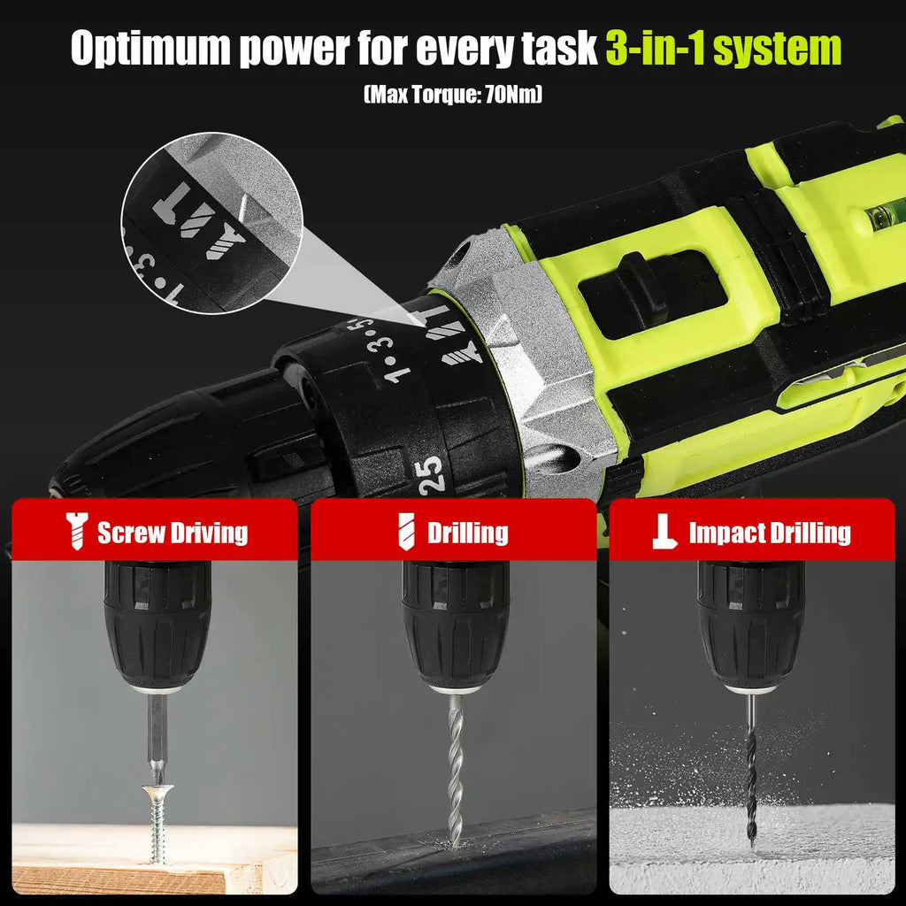 Taladro percutor con 2 baterias Y 2 Battery 1443