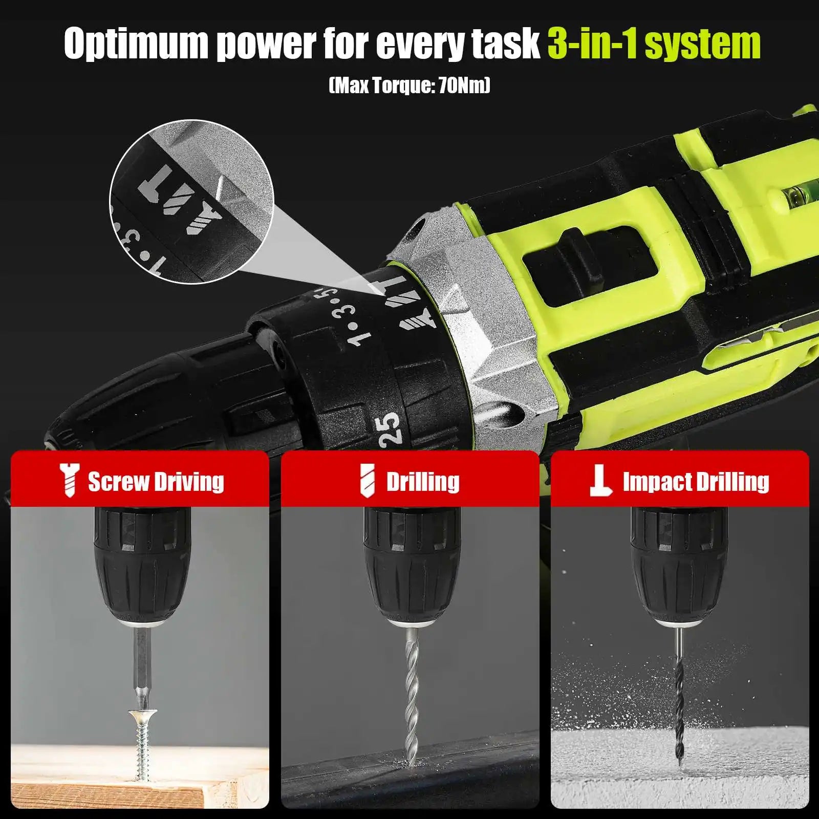 Taladro percutor con 2 baterias Y 2 Battery 1443