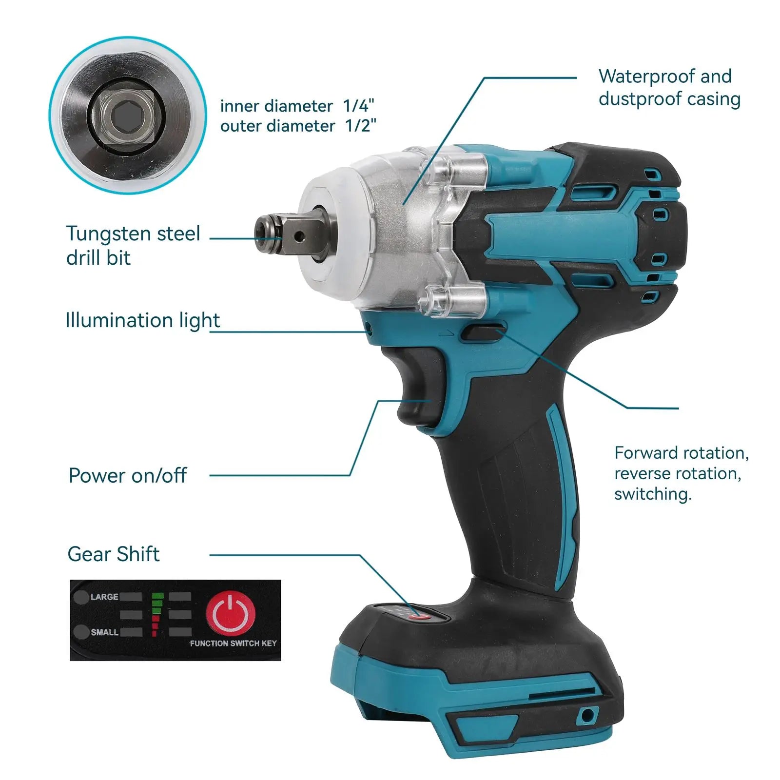 Llave de impacto 520Nm con 2 baterias