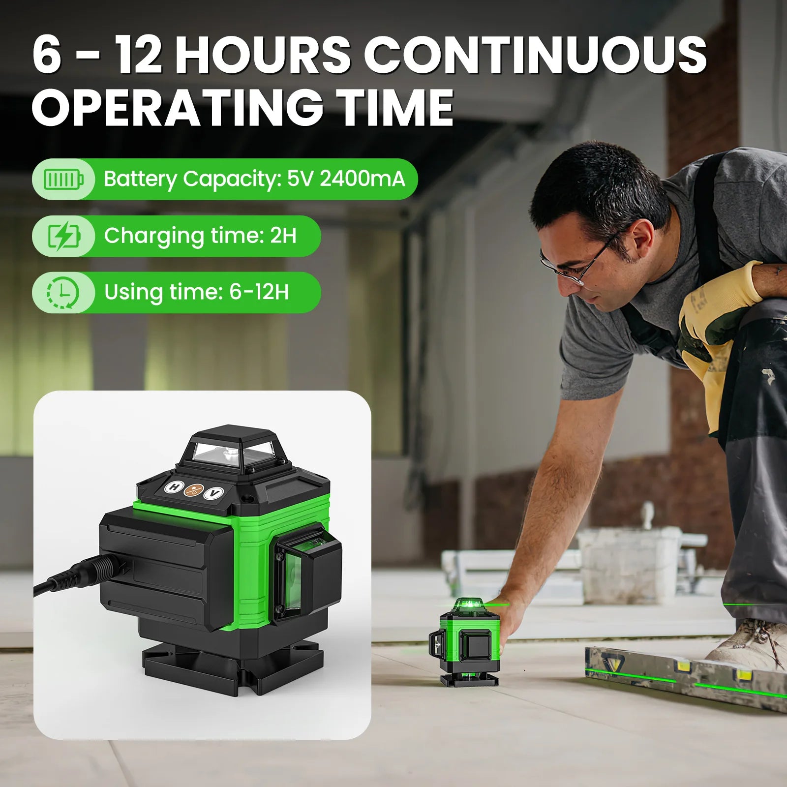 Nivel laser verde 16 lineas con tripode