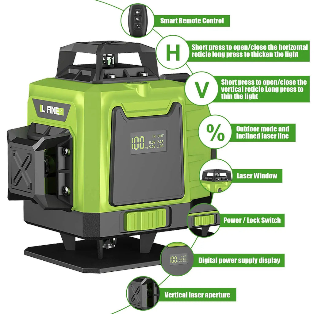 Nivel laser verde 4D 6 lineas