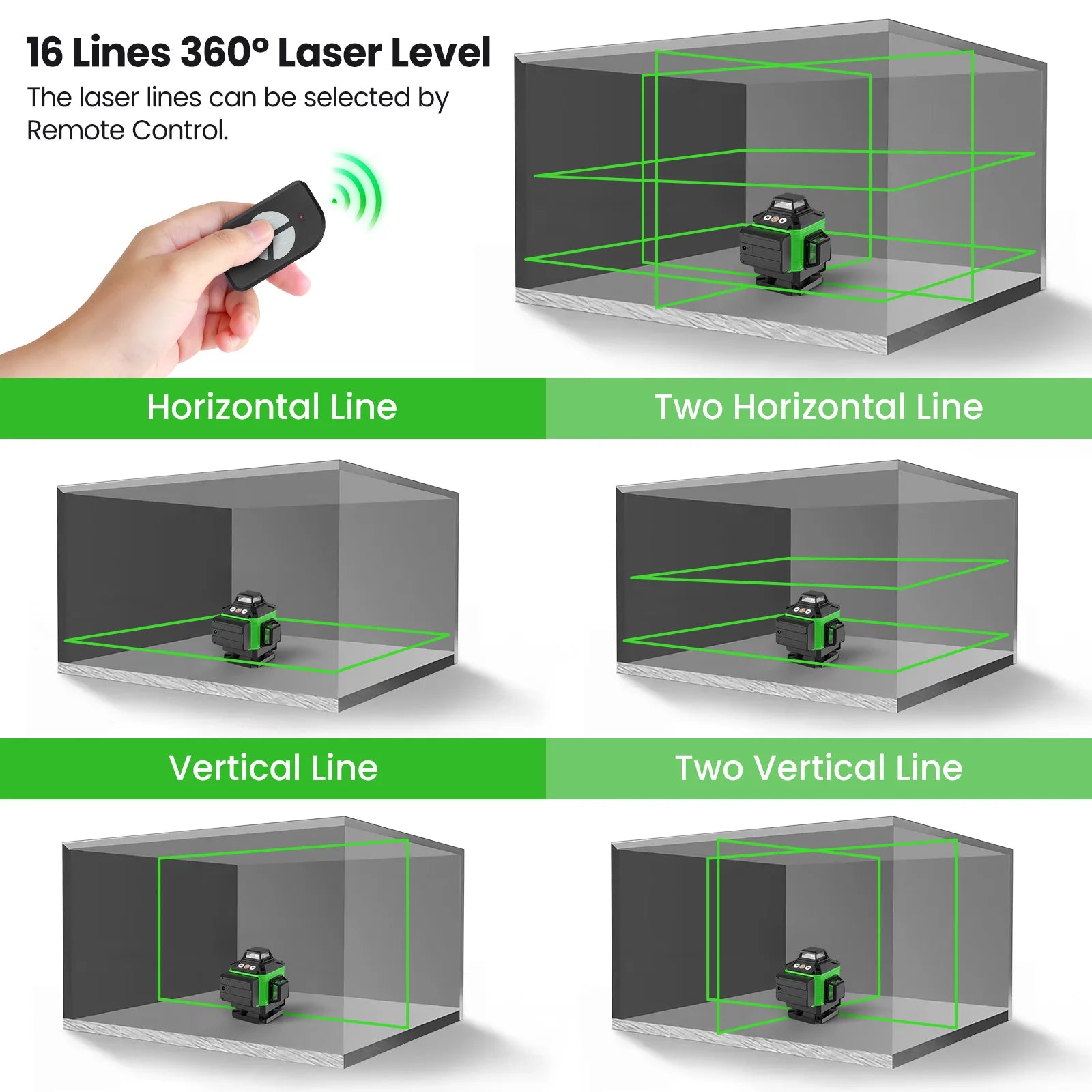 Nivel laser verde 16 lineas con tripode