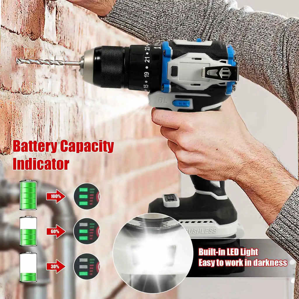Taladro percutor con 2 baterias 2 Battery 2579