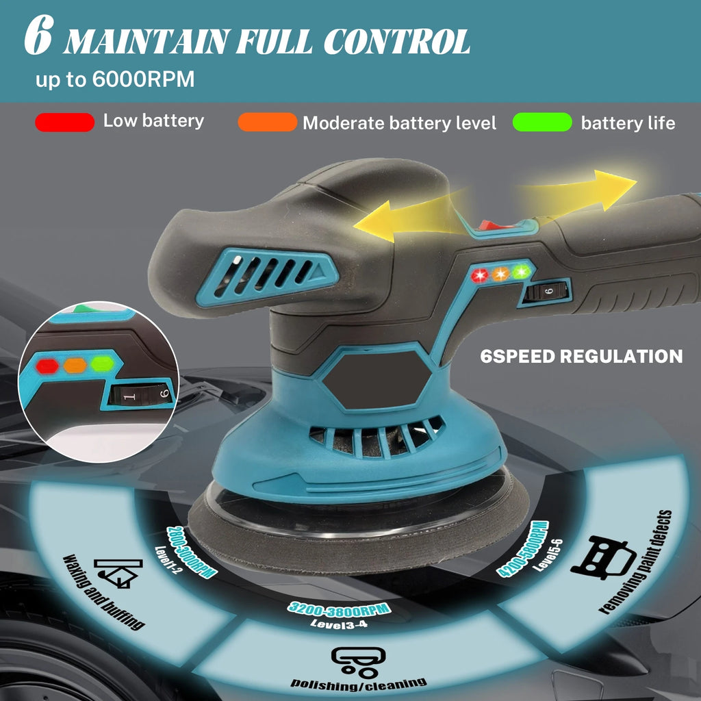 Pulidora coche 6000rpm con 2 baterias