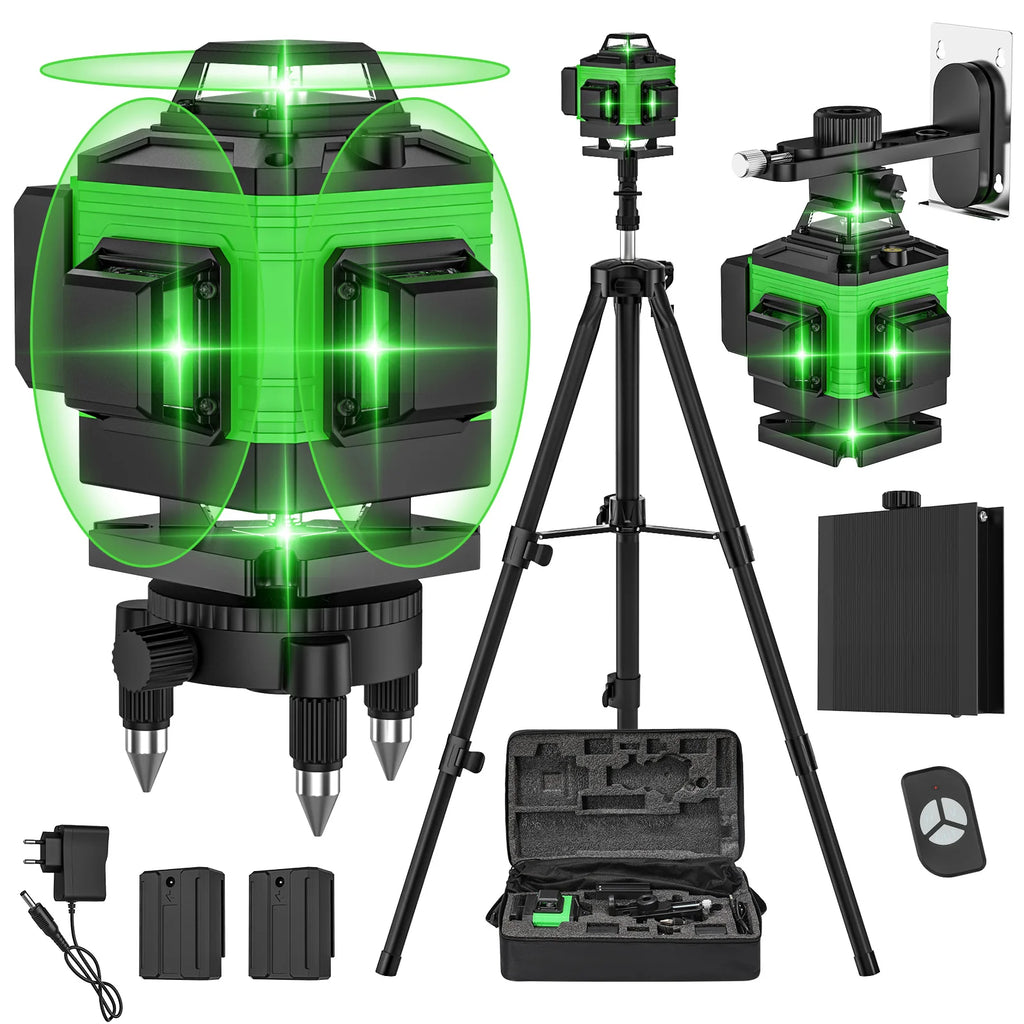 Nivel laser verde 16 lineas con tripode