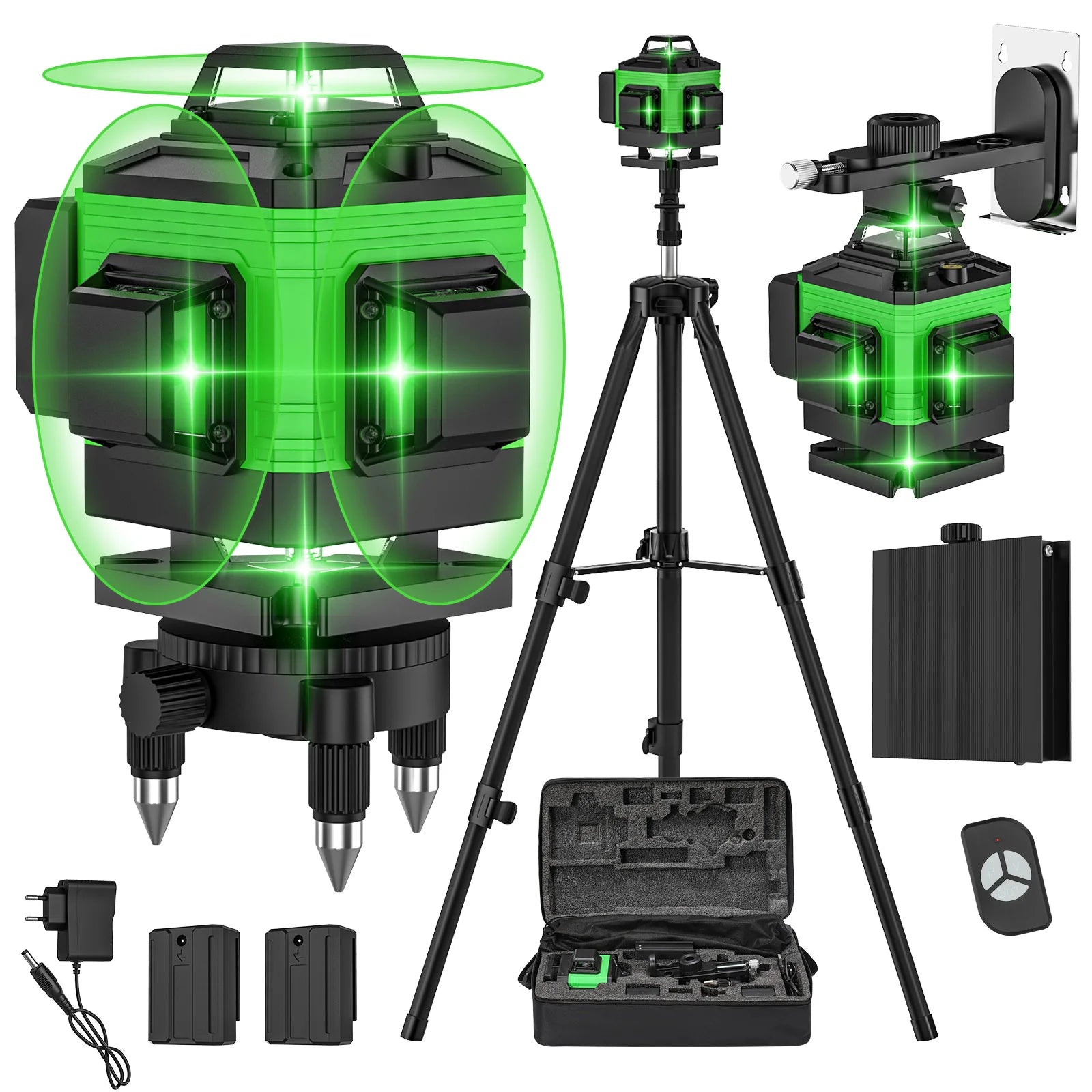 Nivel laser verde 16 lineas con tripode