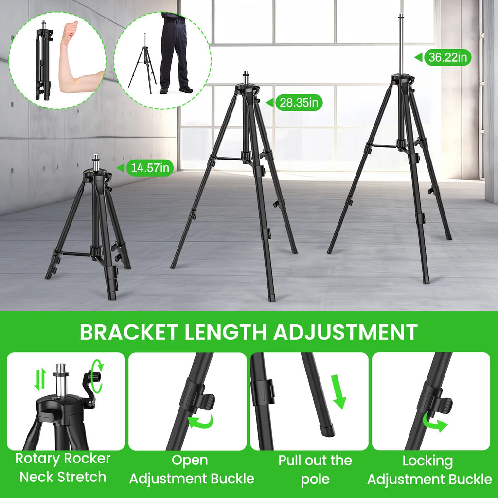 Nivel laser verde 16 lineas con tripode