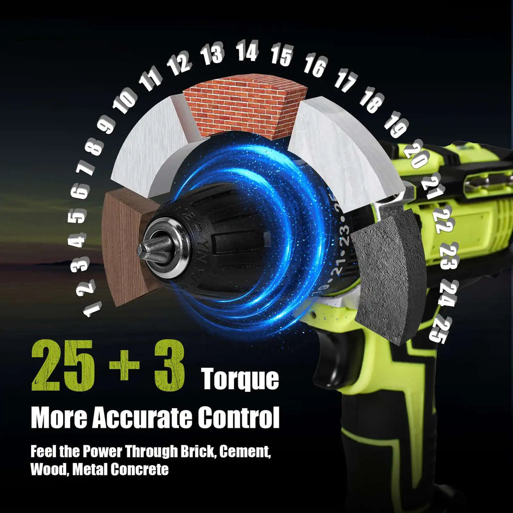 Taladro percutor con 2 baterias Y 2 Battery 1443