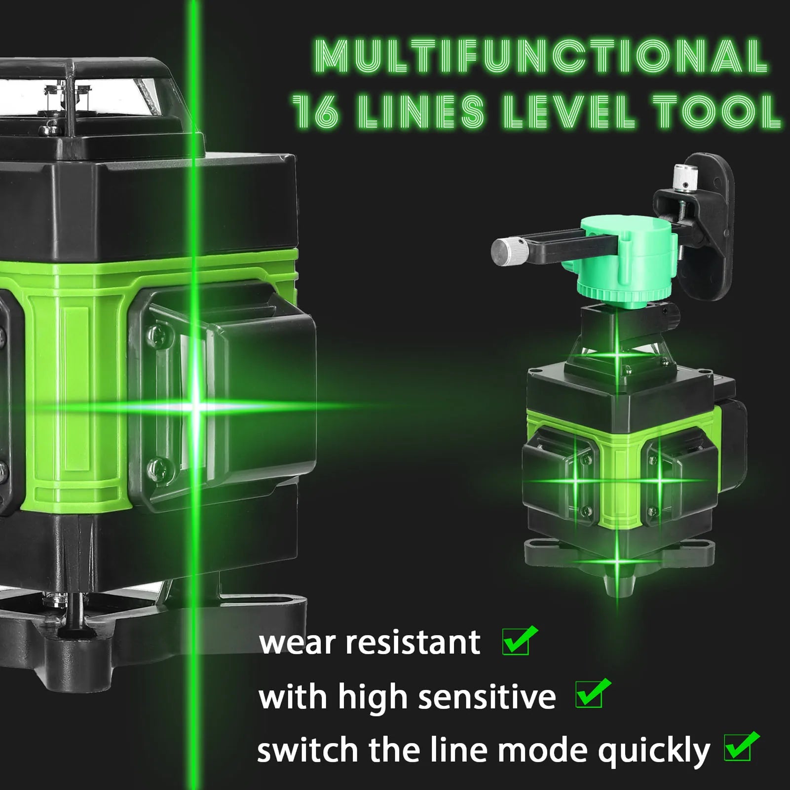 Nivel laser verde 4D 16 lineas 360 con tripode