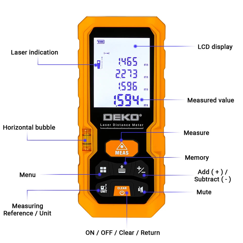 Medidor laser DEKO DKLD05M40 40m