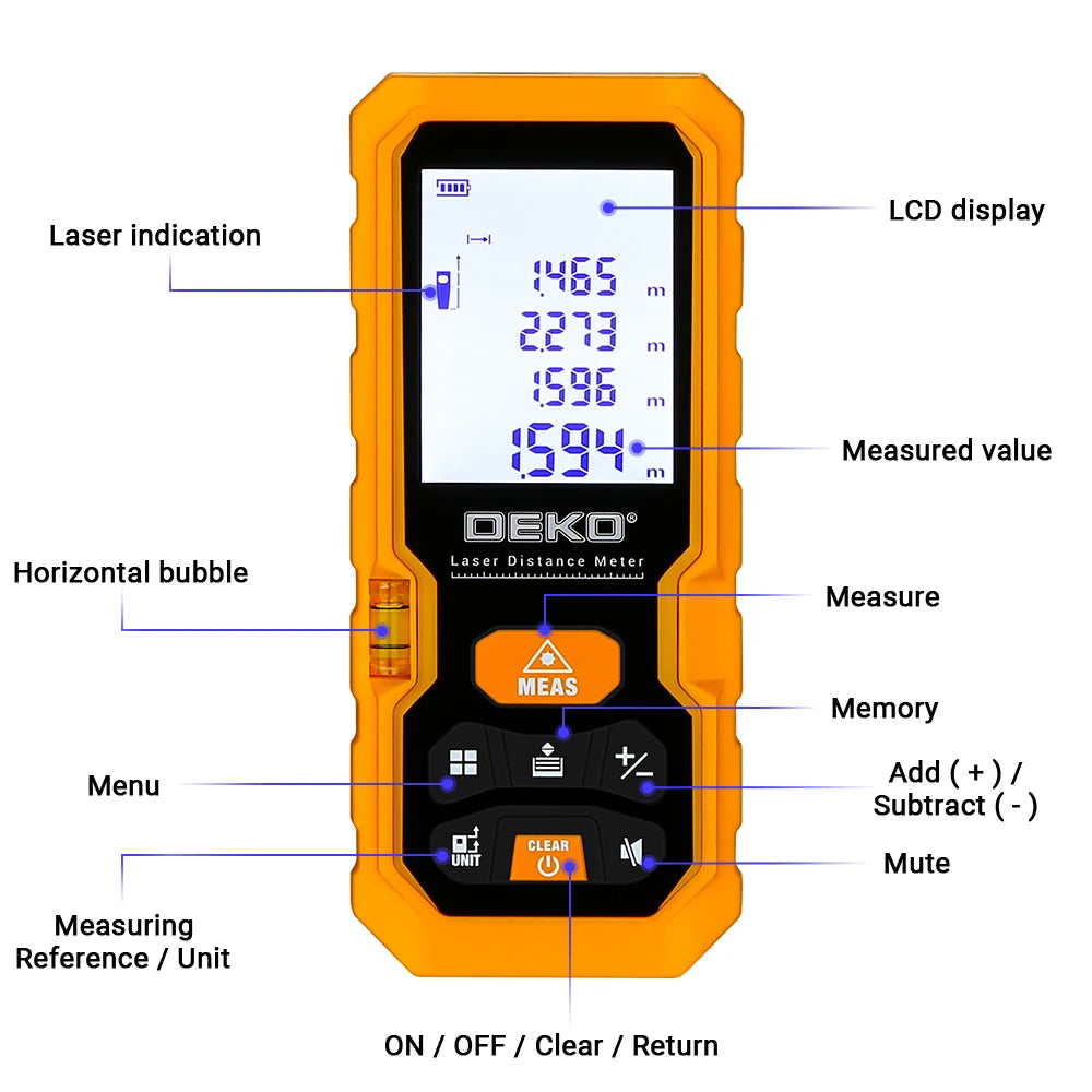 Medidor laser DEKO DKLD05M40 40m