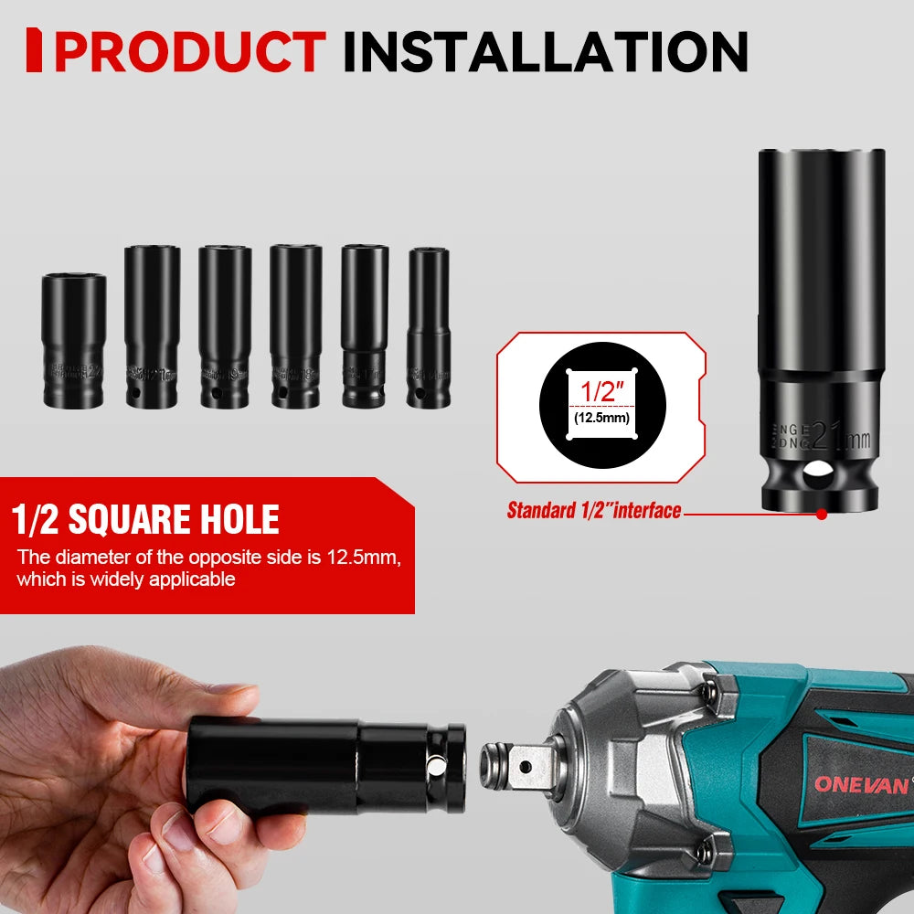 Llave de impacto ONEVAN 1200Nm 1/2 con 2 baterias