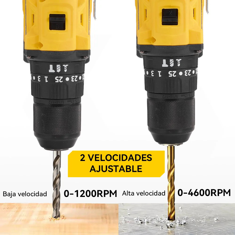 Taladro MELLWIN percutor 18V 13mm con 2 baterias