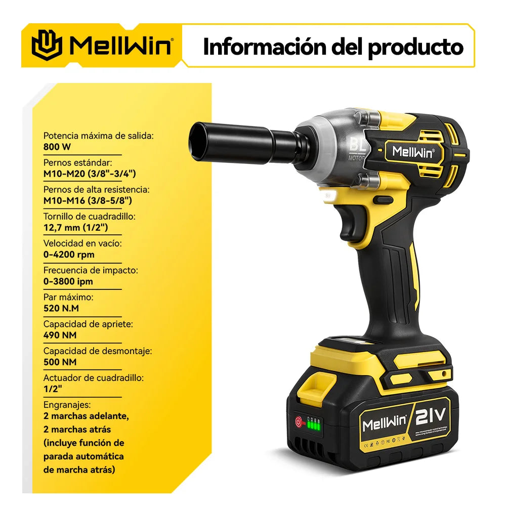 Llave de impacto MELLWIN con 2 baterias 2XBattery Set-B 5643