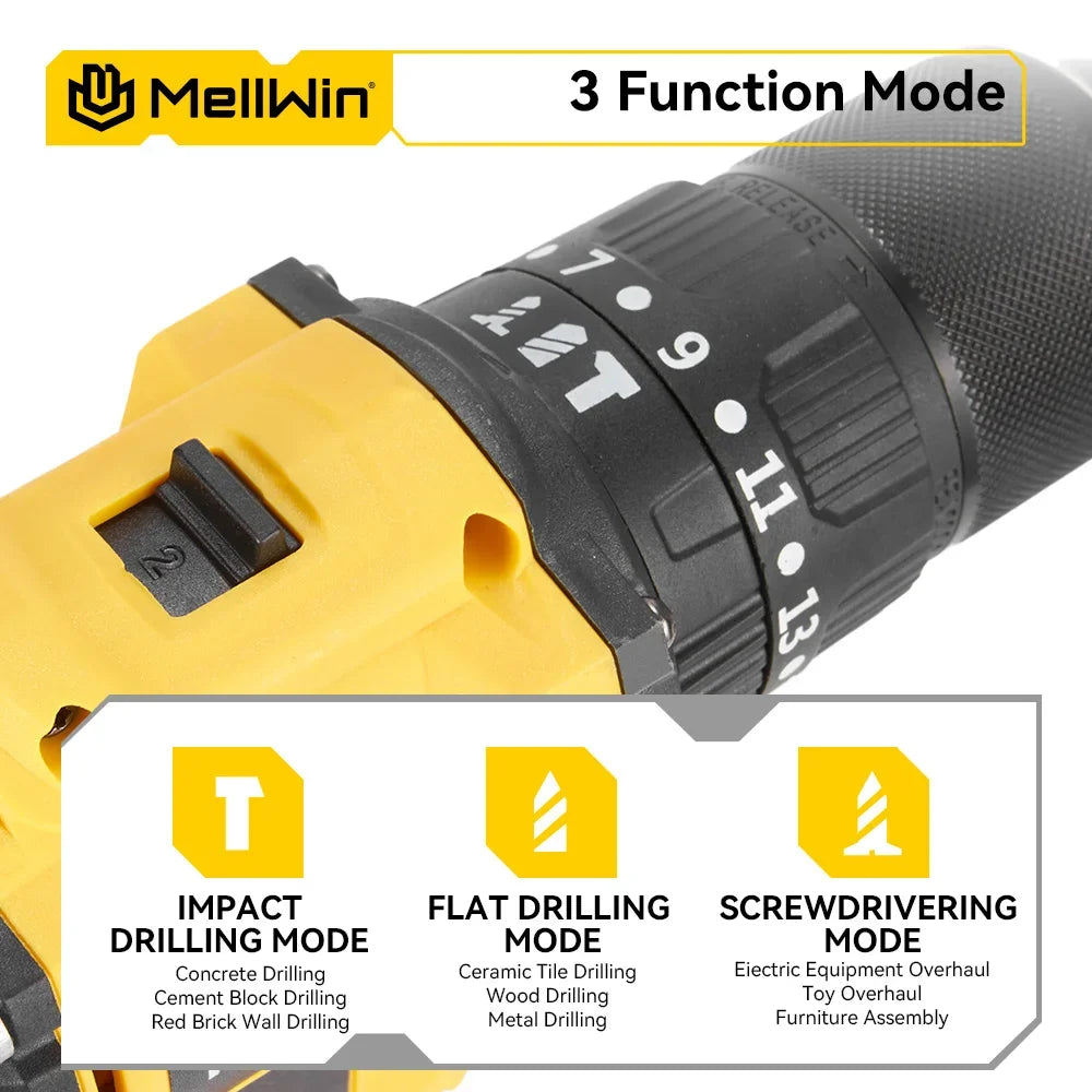 Taladro MELLWIN 18V 13mm con 2 baterias