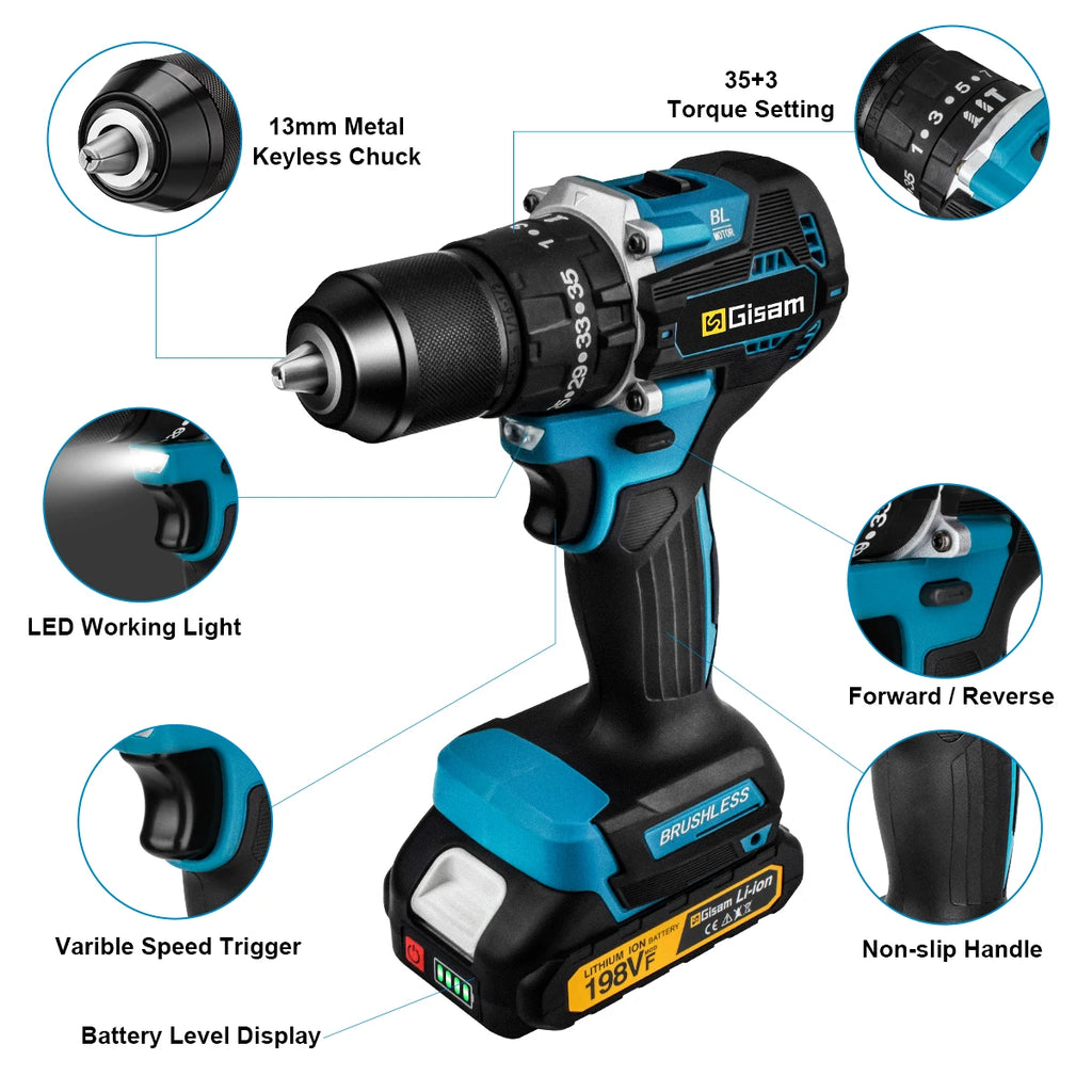 Taladro percutor 18V 13mm con 1 bateria 1 Battery 3706