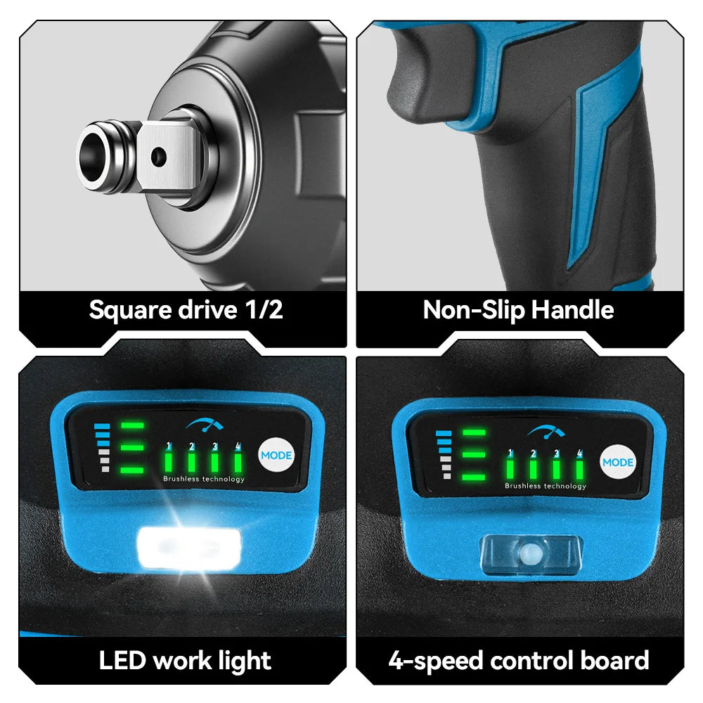 Llave de impacto ONEVAN 1200Nm 1/2 con 1 bateria 1Battery 1EU Plug 8740