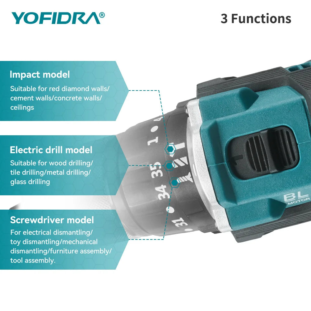 Taladro YOFIDRA percutor 13mm con 2 baterias