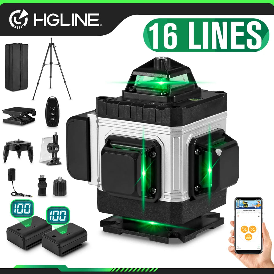 Nivel laser verde 16 lineas 360