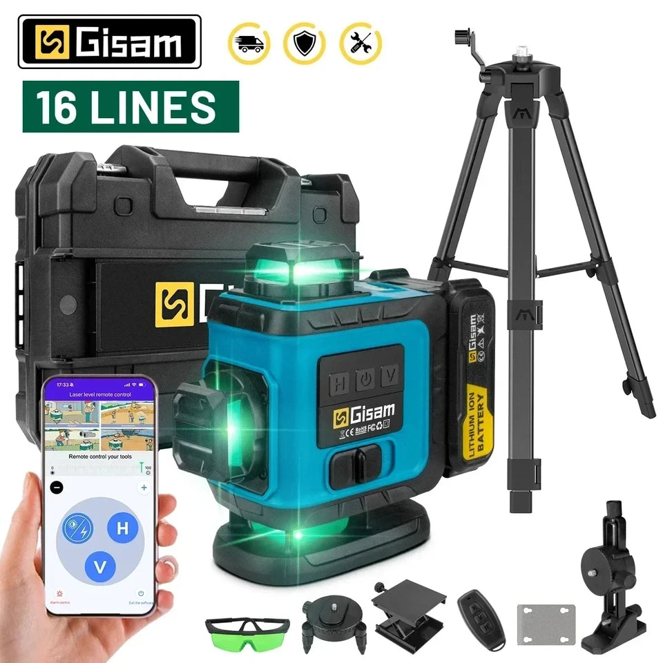 Nivel laser verde 4D 16 lineas 360