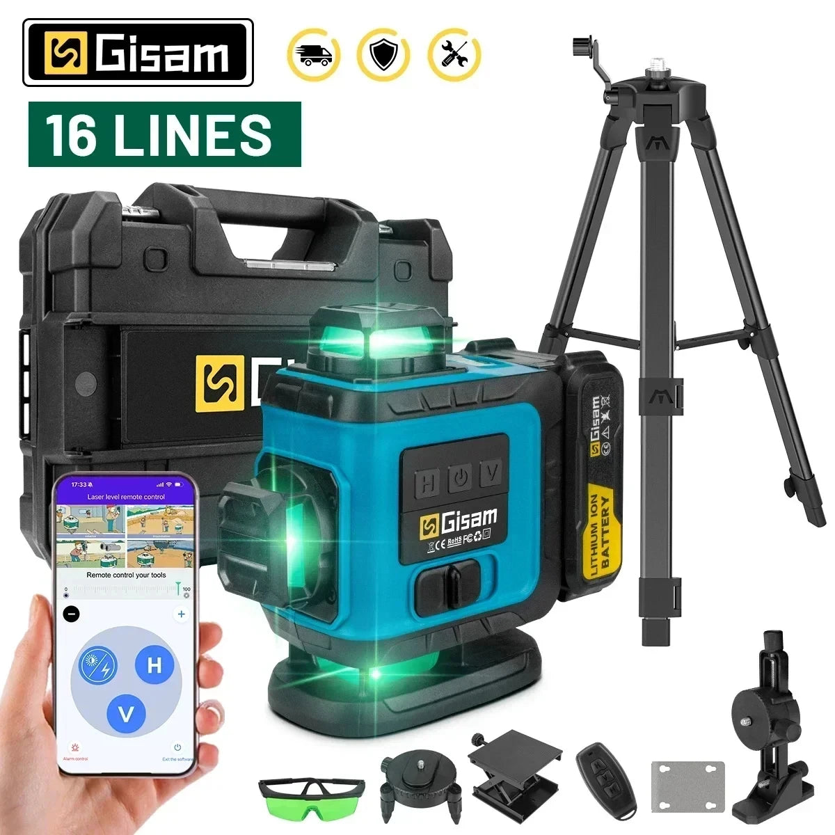 Nivel laser verde 4D 16 lineas 360