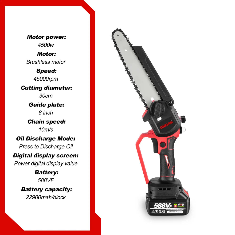 Motosierra electrica ONEVAN 8 pulgadas con 2 baterias