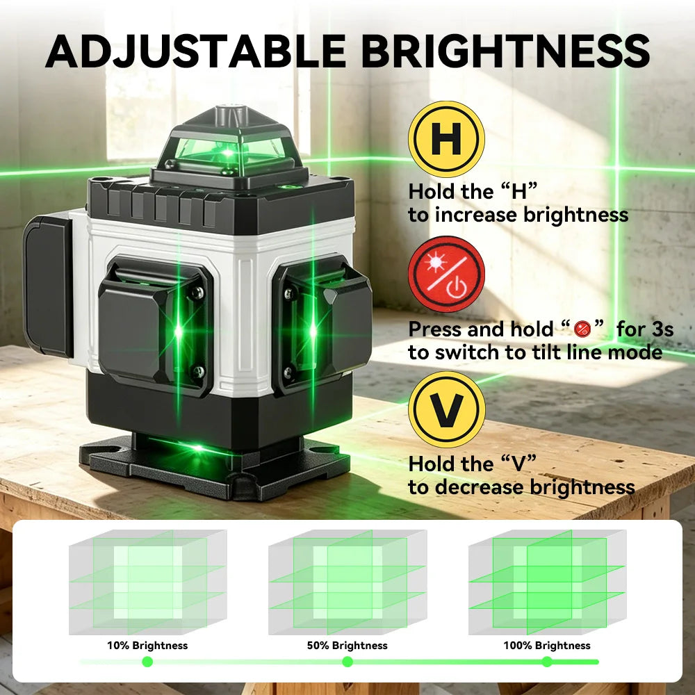 Nivel laser verde 16 lineas 360