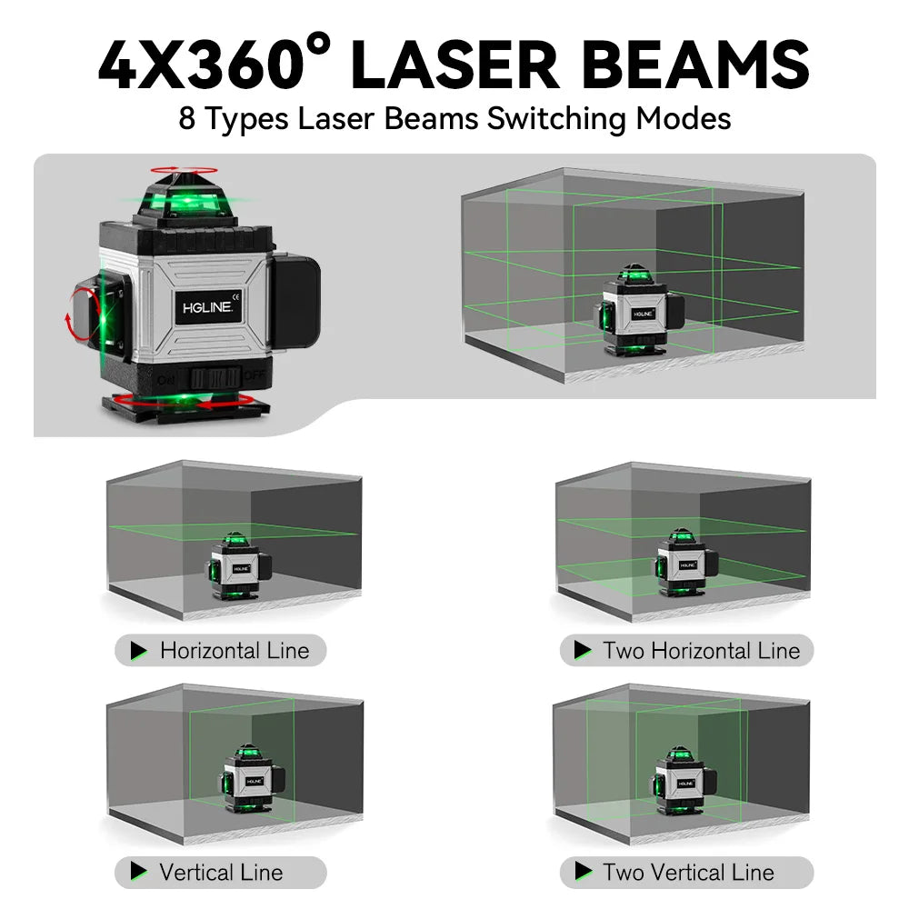 Nivel laser verde 16 lineas 360