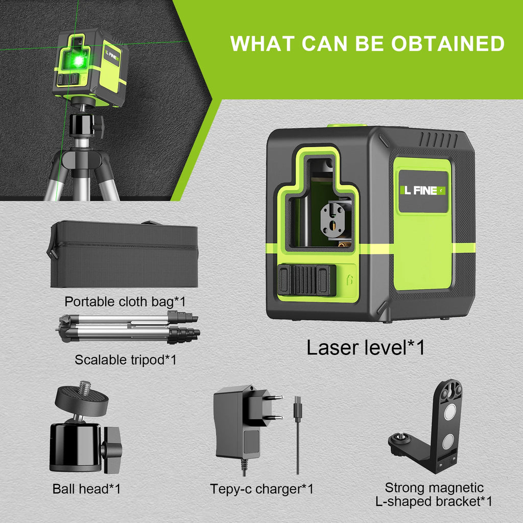 Nivel laser verde 2 lineas 360