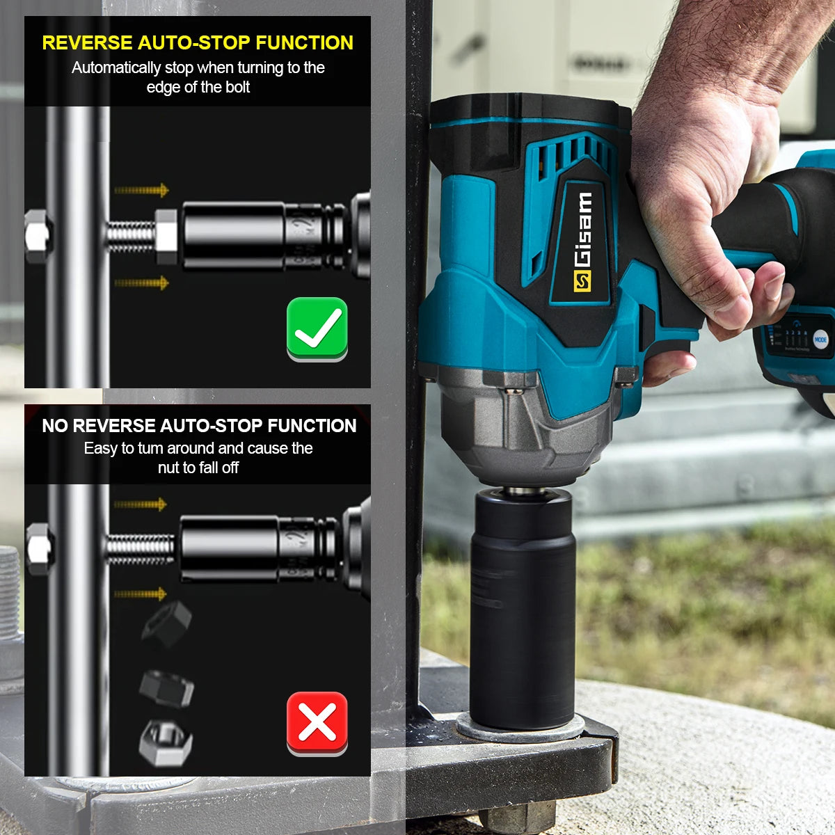 Llave de impacto Gismis 1200Nm 1/2 con 1 bateria 1 Battery Type 1 7549