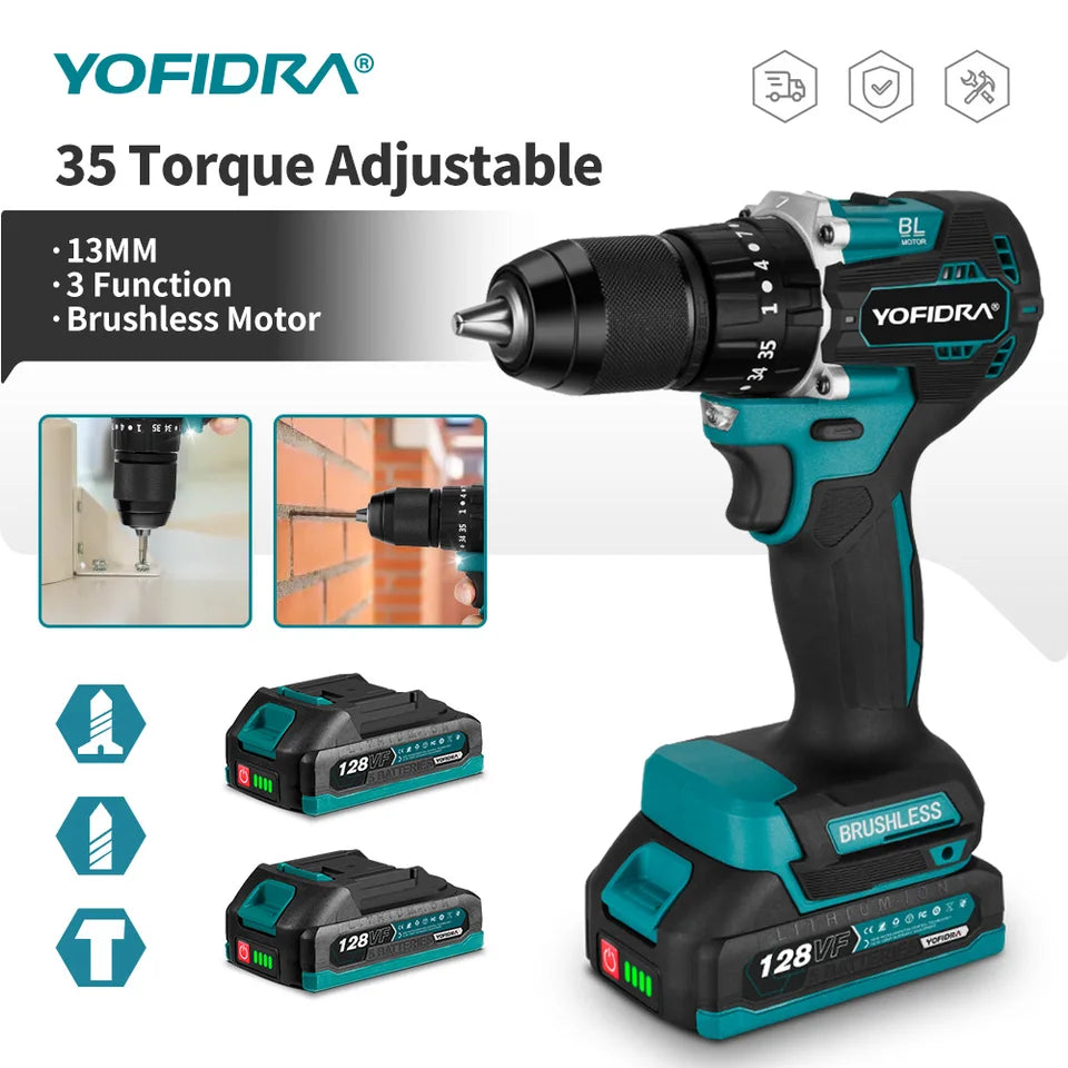 Taladro YOFIDRA percutor 13mm con 2 baterias
