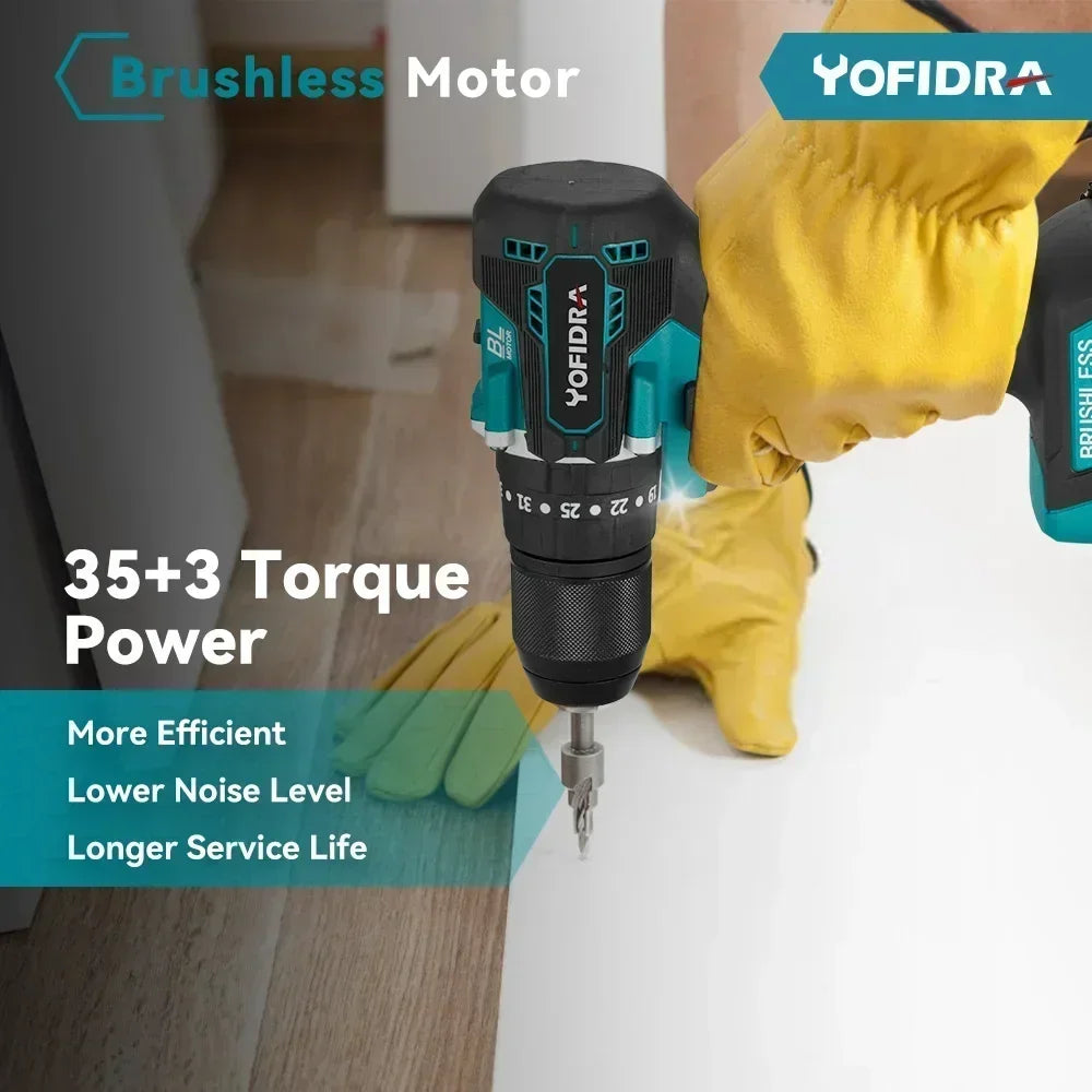Taladro YOFIDRA percutor 18V 13mm con 2 baterias
