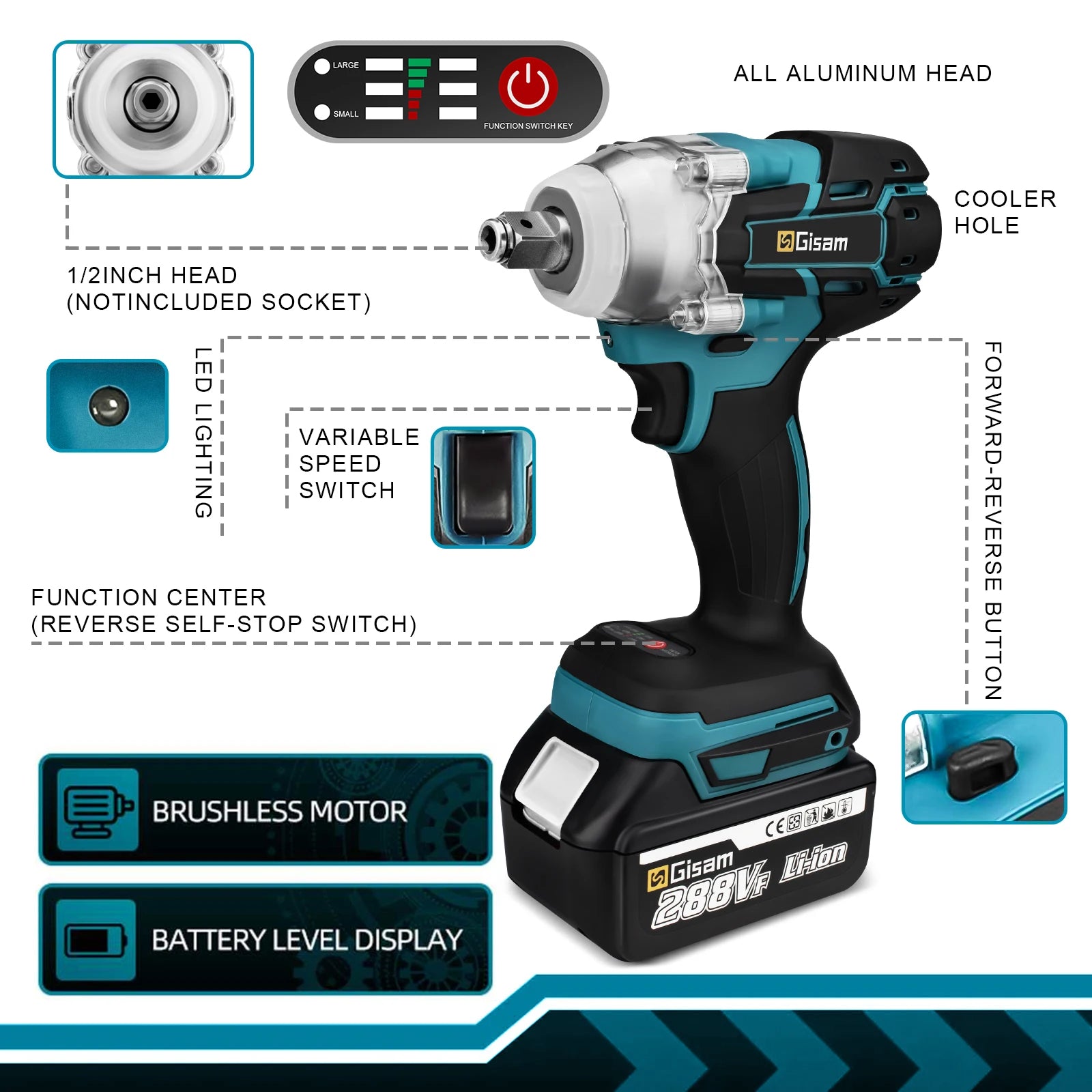 Llave de impacto 520Nm 1/2 con 1 bateria