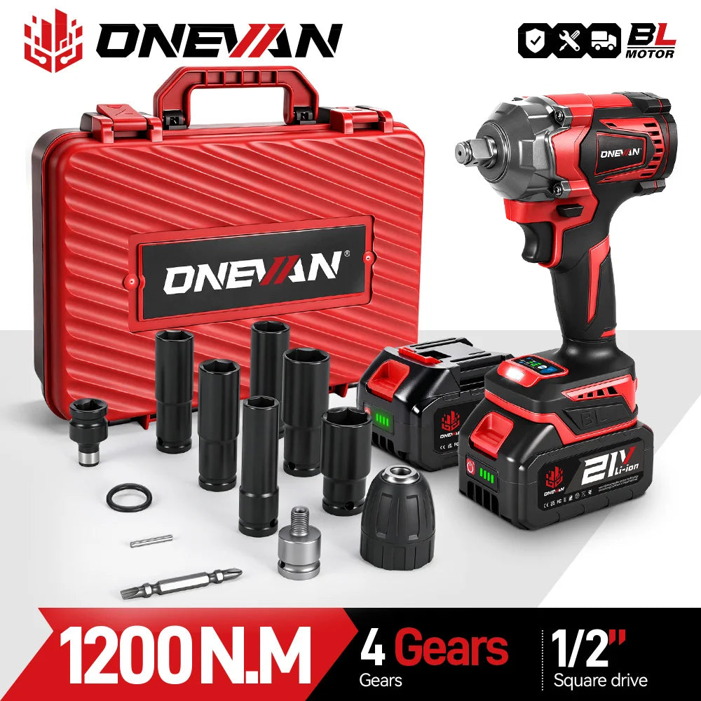 Llave de impacto ONEVAN 1200Nm con 2 baterias