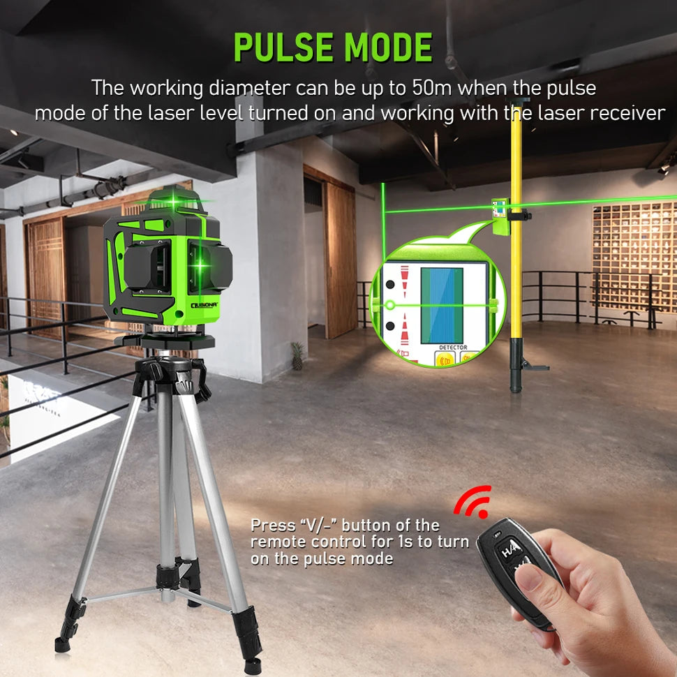 Nivel laser verde 12 lineas 360