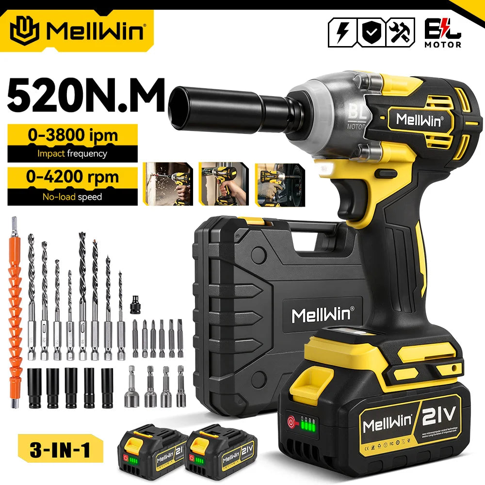 Llave de impacto MELLWIN con 2 baterias 2XBattery Set-B 8525