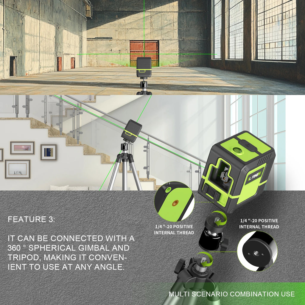 Nivel laser verde 2 lineas 360