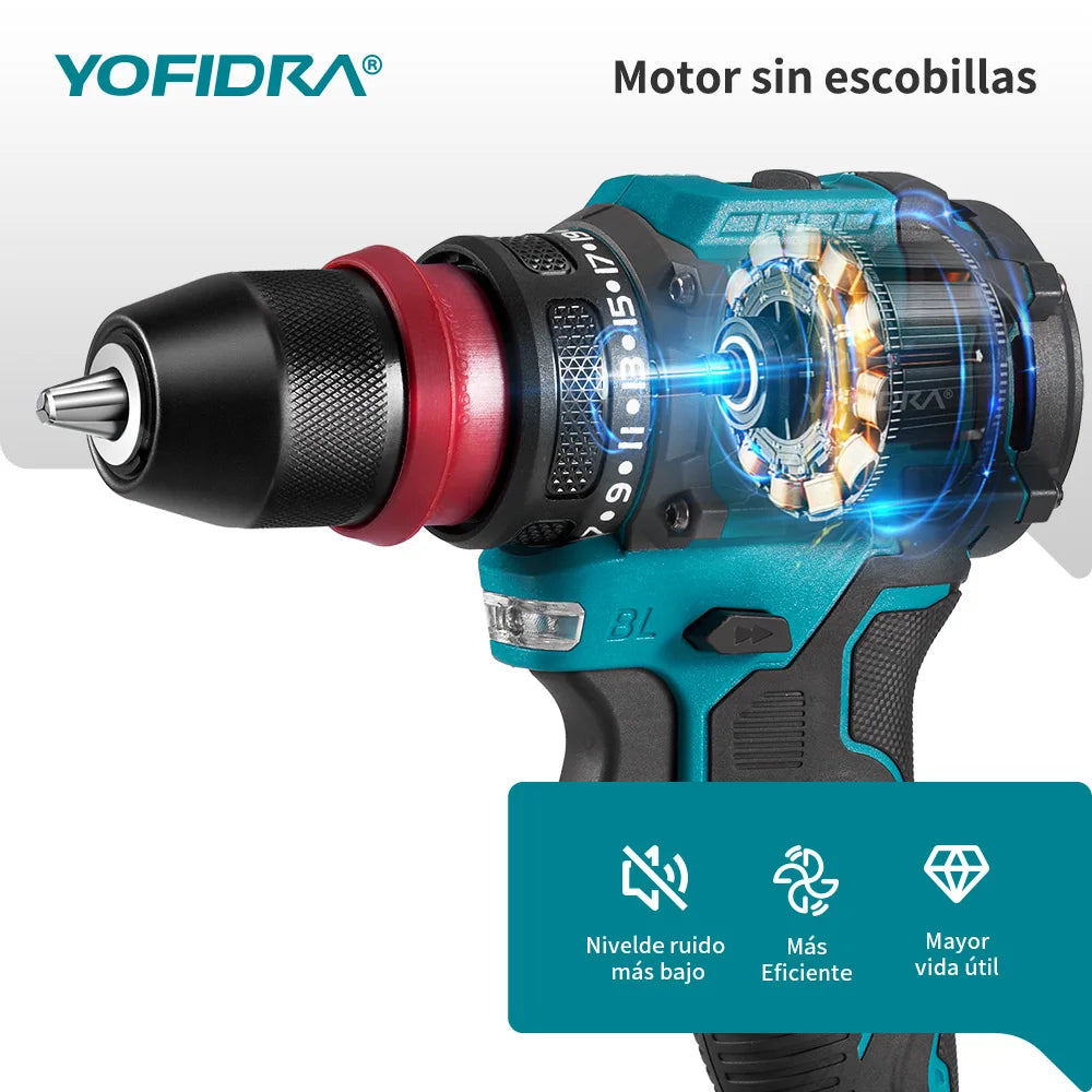 Taladro YOFIDRA percutor 18V 10mm con 2 baterias