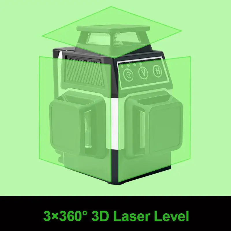 Nivel laser verde 3D 12 lineas 360