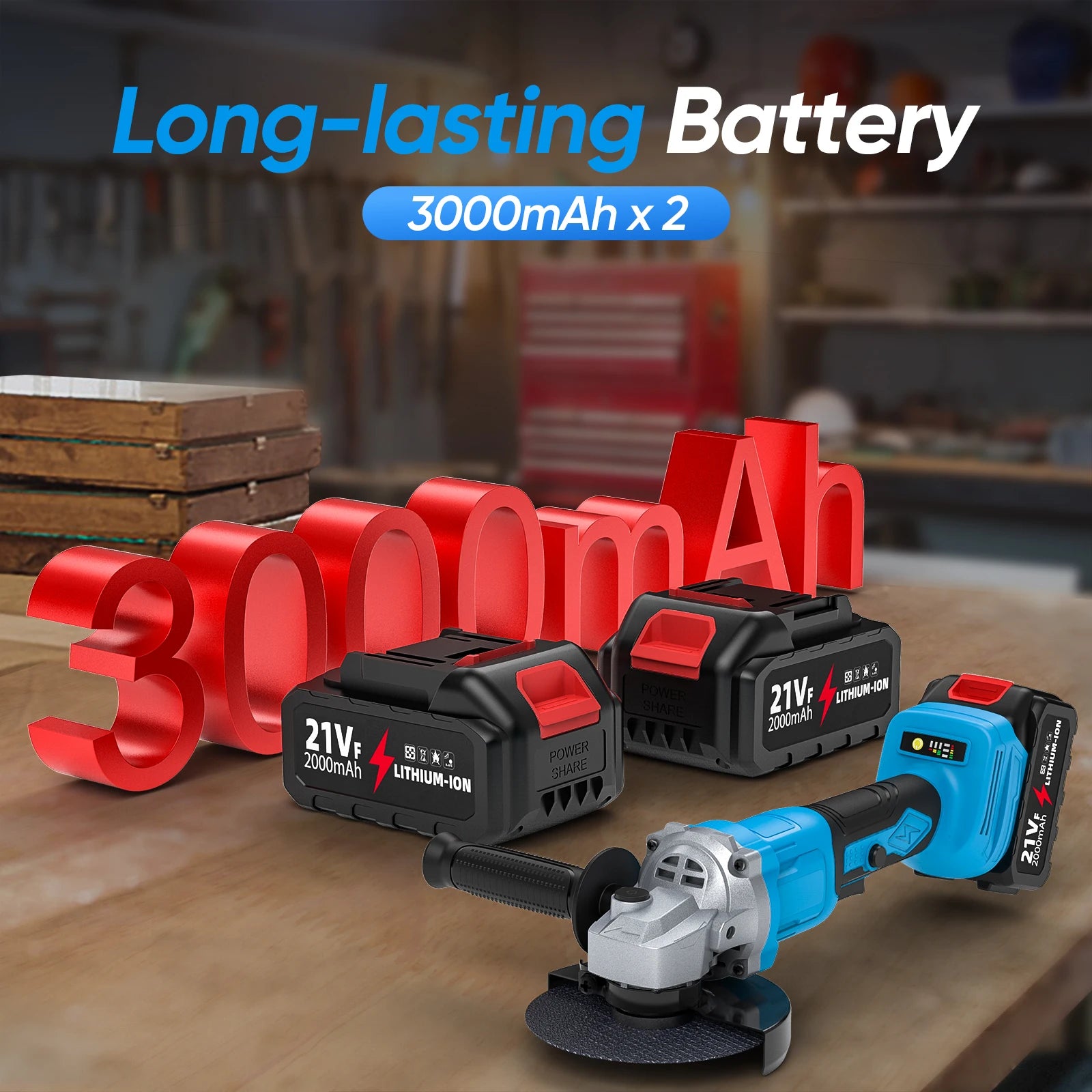 Amoladora 18V 125mm con 2 baterias 2 Batteries Set（Style 2） 2276