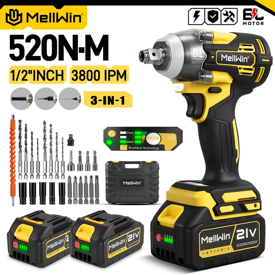 Llave de impacto MELLWIN con 2 baterias 2XBattery Set-B 5643