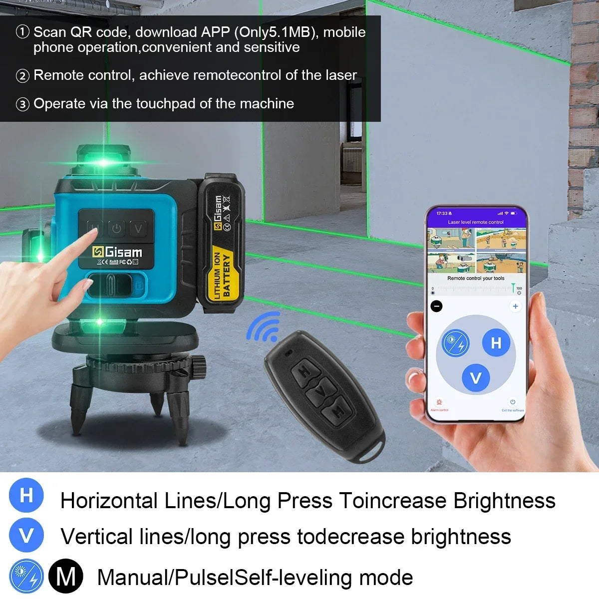 Nivel laser verde 4D 16 lineas 360