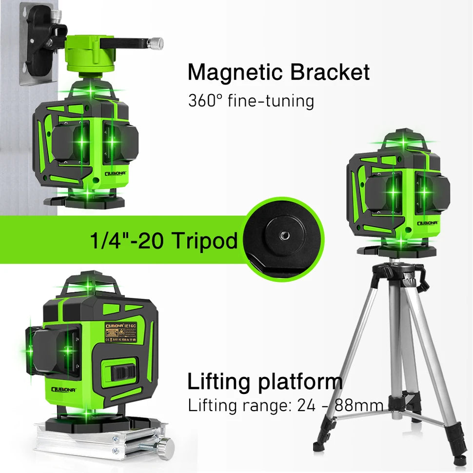 Nivel laser verde 12 lineas 360