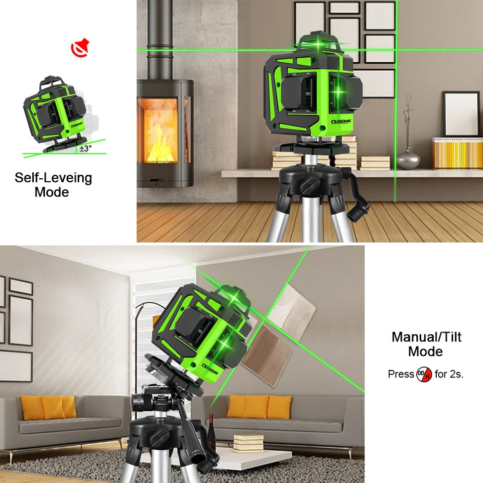 Nivel laser verde 12 lineas 360