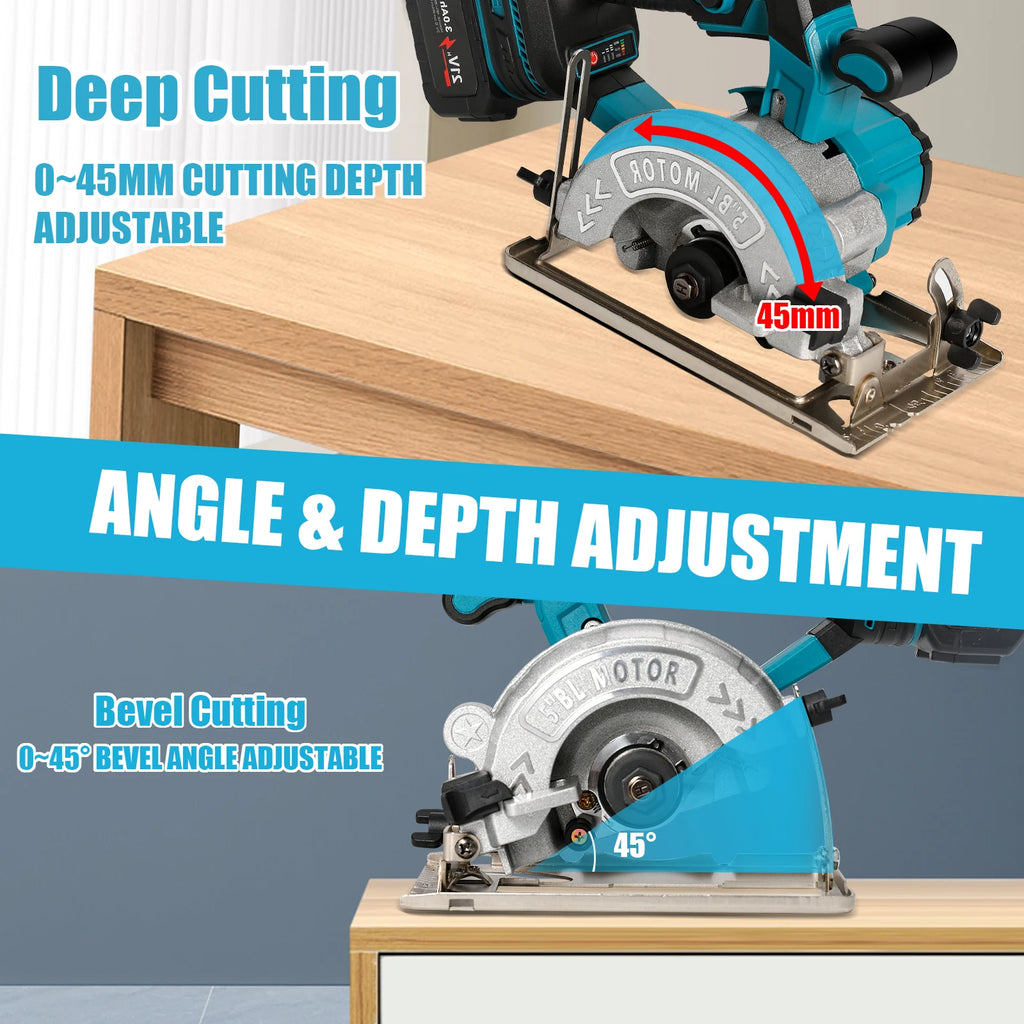 Sierra circular 125mm con 2 baterias