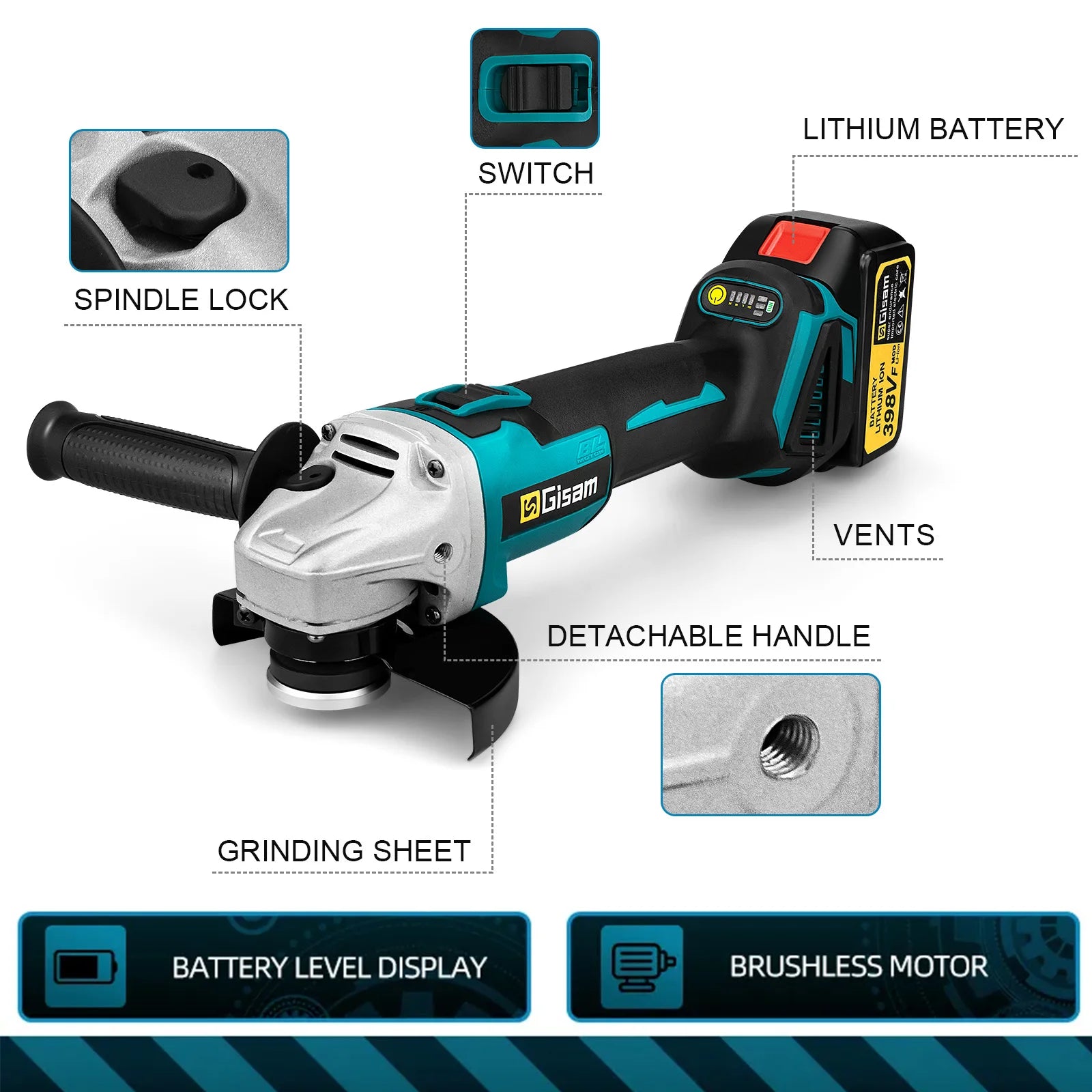Amoladora 18V 125mm con 1 bateria 1 Battery Set 6828